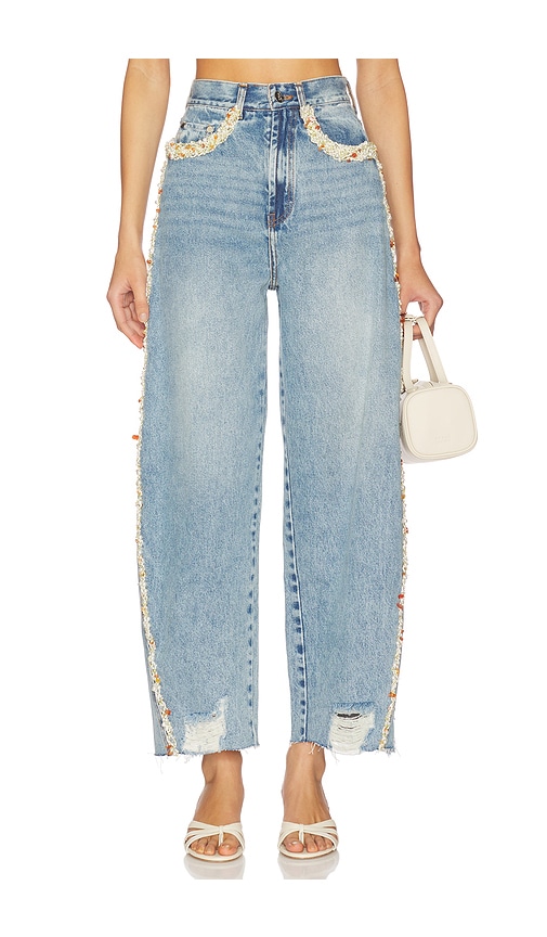 PatBO x Camila Coelho Beaded Denim Pant