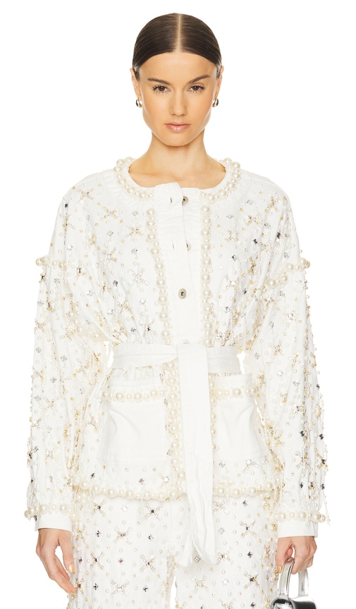 Shop Patbo Beaded Jacket In White