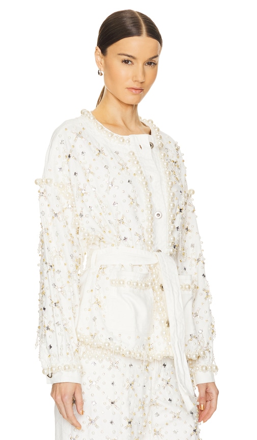 Shop Patbo Beaded Jacket In White