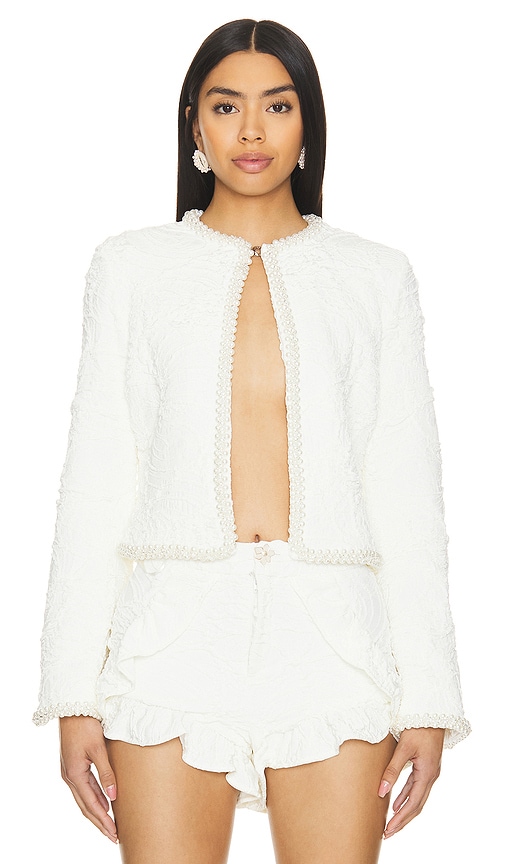 Patbo Women's Pearl-beaded Jacquard Jacket In White
