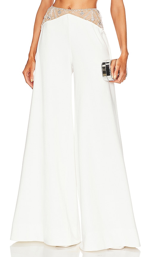 Patbo Beaded Illusion-waist Pants In White