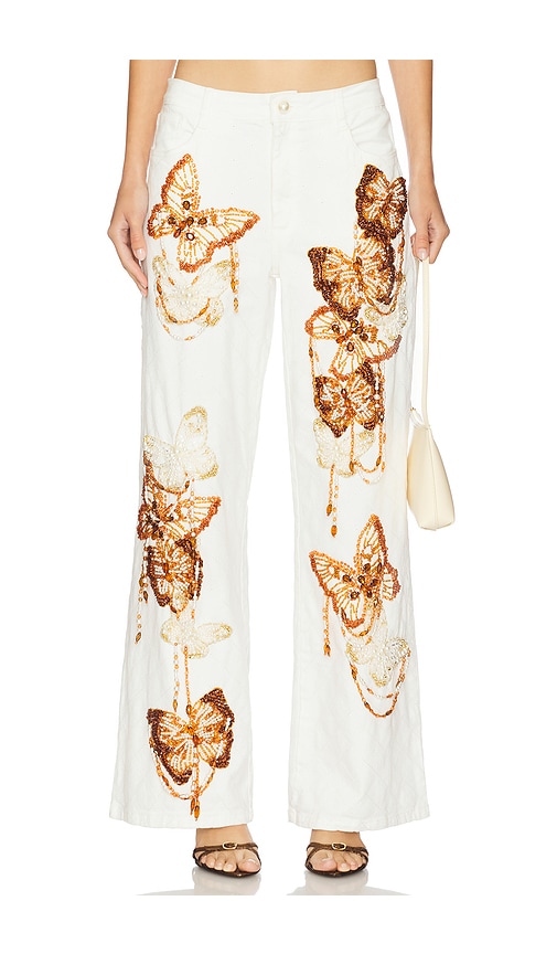 PANTALON EN DENIM FLUTTER TONES in . Size 2, 4, 6, 8 - PatBO - Modalova