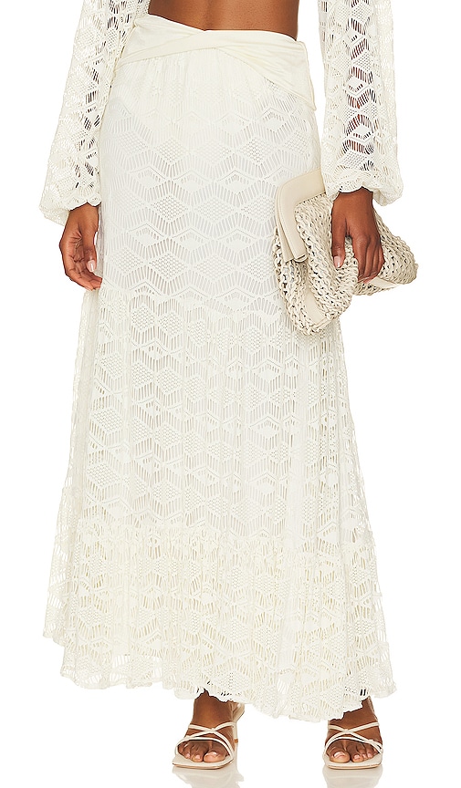 Patbo Asymmetric Crochet-knit Maxi Skirt In Ivory
