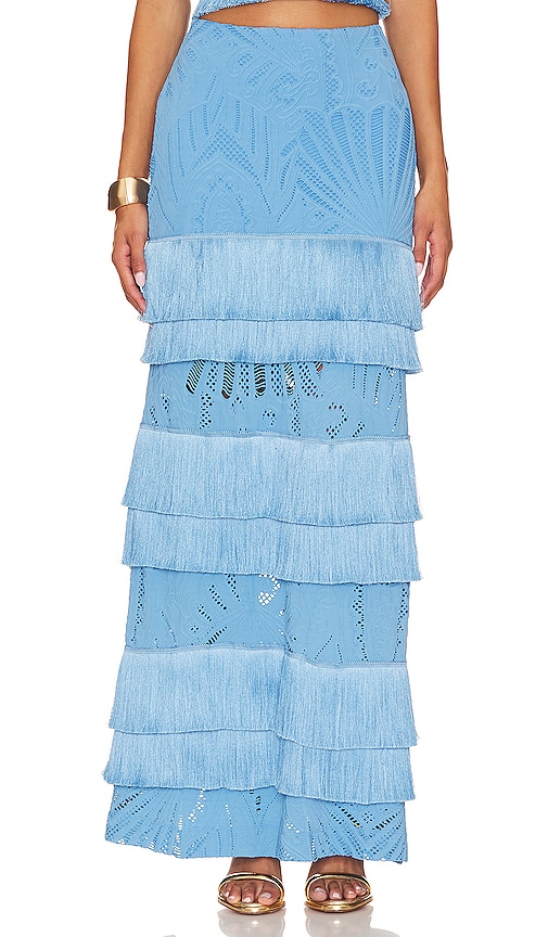 PatBO ruffled maxi skirt - Blue