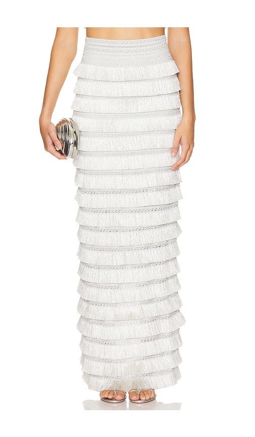 Metallic Fringe Maxi Skirt