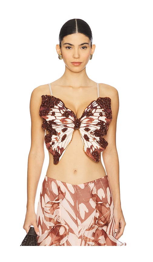Butterfly Printed Top in . Size M, S, XL - PatBO - Modalova