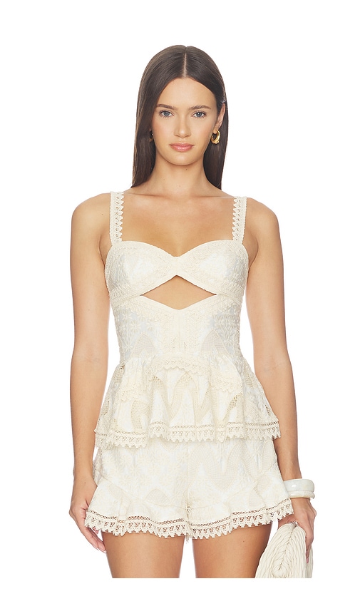 Patbo Bertha Lace Top In Off White