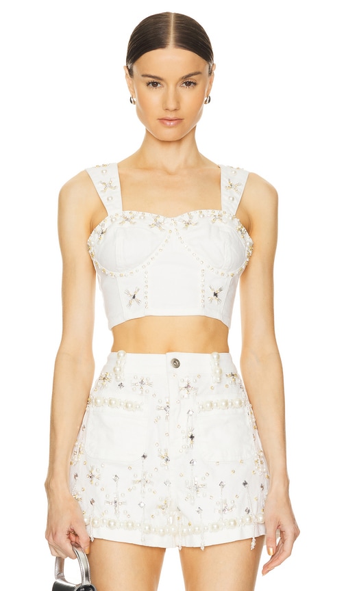 Shop Patbo Hand Beaded Top In White