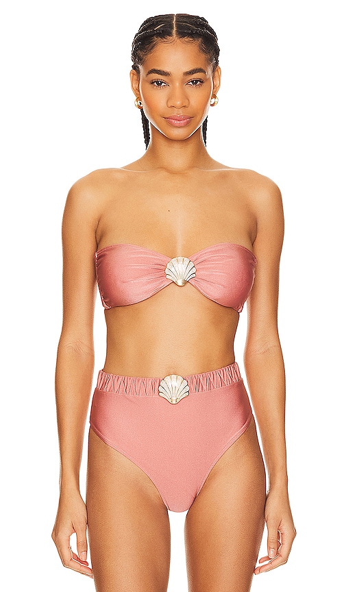 Patbo Seashell Bandeau Bikini Top In Dark Quartz