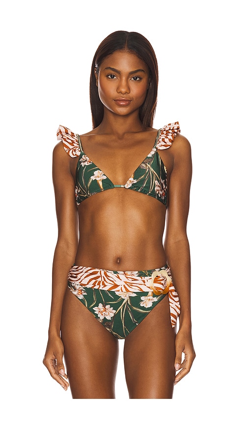 Botanic Retro Bikini Top in Dark Green. - size XL (also in L, XS)