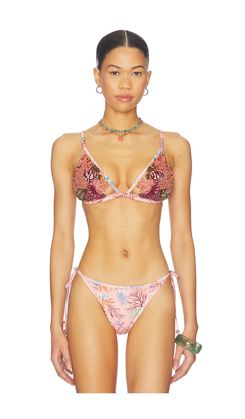 PatBO Seaweed Lace Triangle Bikini Top