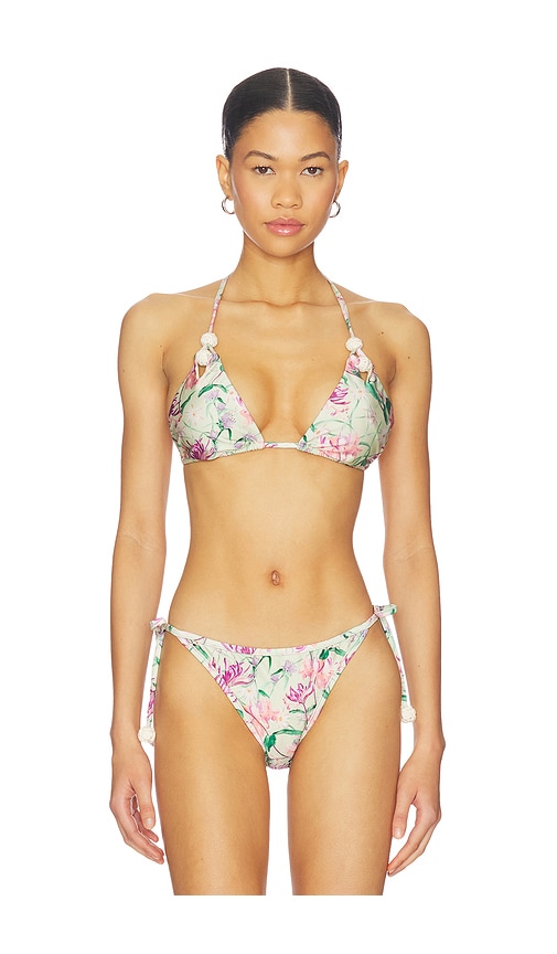 PatBO Honey Flower Lace Triangle Bikini Top