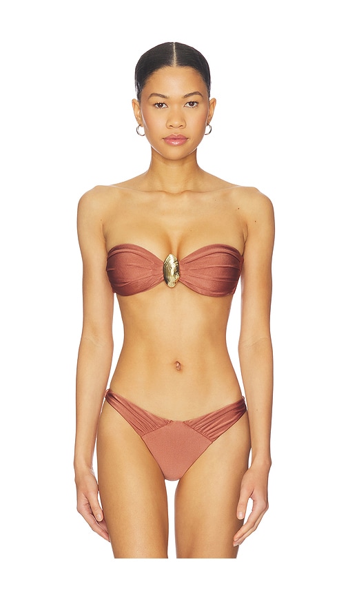 PatBO x Camila Coelho Golden Lune Seashell Bandeau Bikini Top