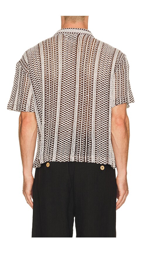 Percival Hugh Openwork Stripe Camp Shirt In Multi
