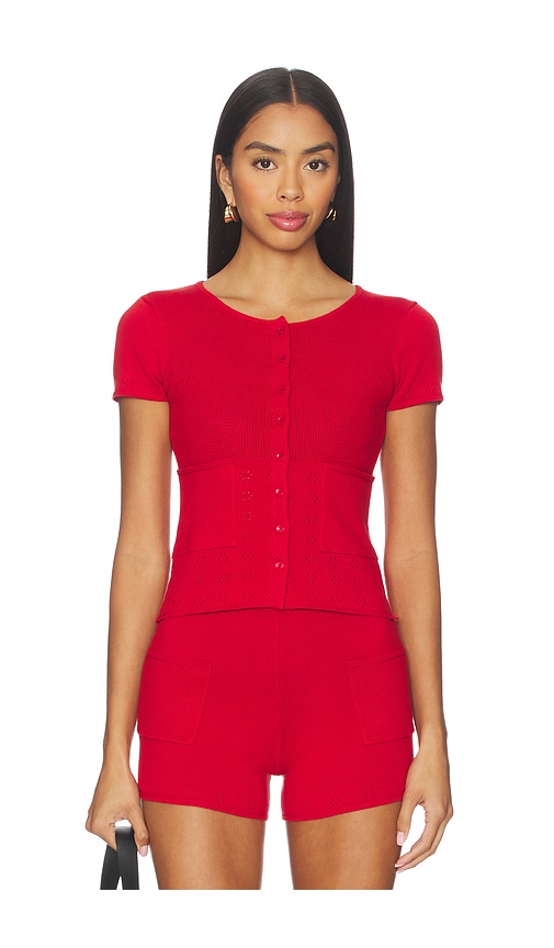 Peachy Den Marie Knit Polo Top