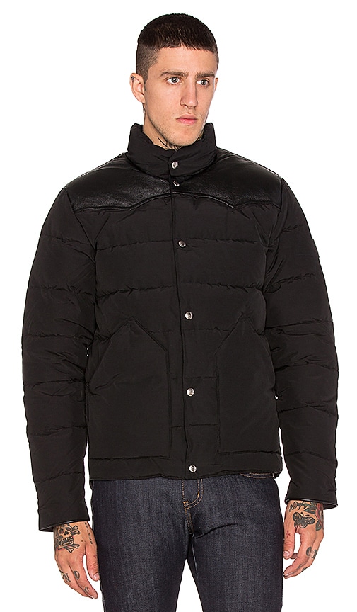 Penfield Pelam Leather Yoke Down Jacket in Black REVOLVE