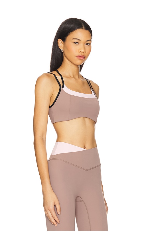 Shop P.e Nation Distortion Sports Bra In Clay & Chalk Pink