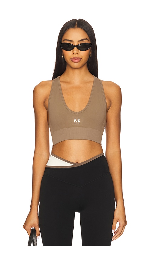 P.e Nation Restore Seamless V Sports Bra In Brown