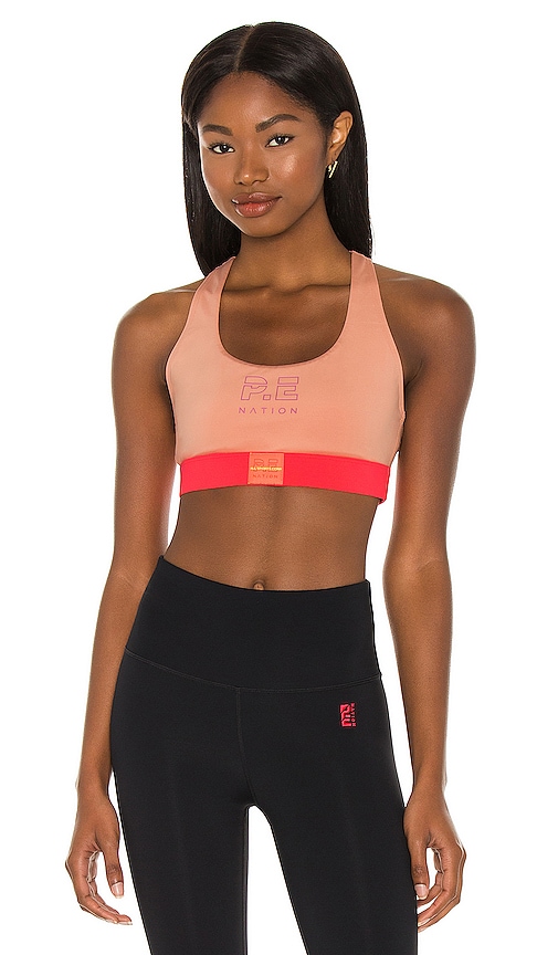 P.E Nation Box Out Sports Bra in Coral