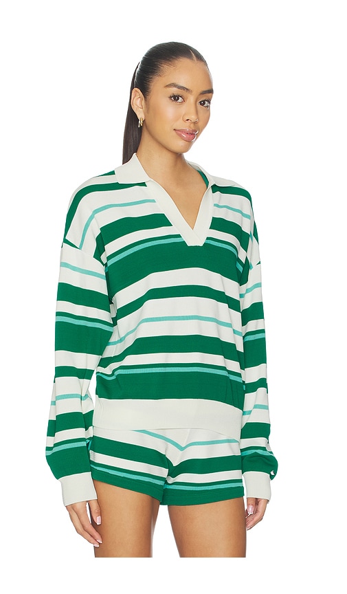 P.e Nation Retreat Stripe Collar Knit Pullover In Green