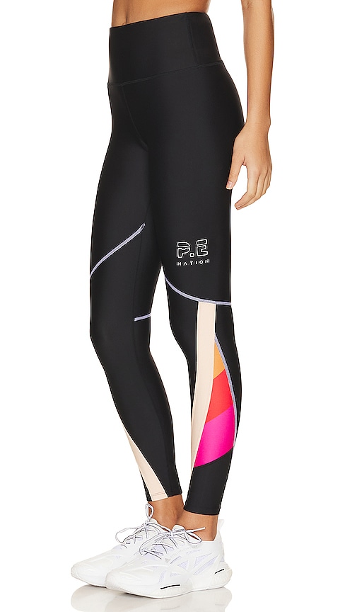 P.e Nation X Asics Tracklite High Waist Color Block Leggings In Black/multi