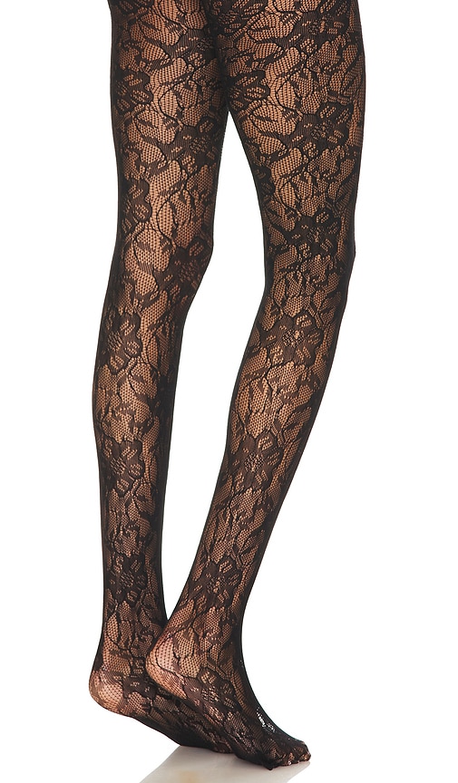 Shop Petit Moments Lace Tights In 黑色