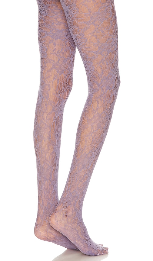 Shop Petit Moments Lace Tights In 淡紫色