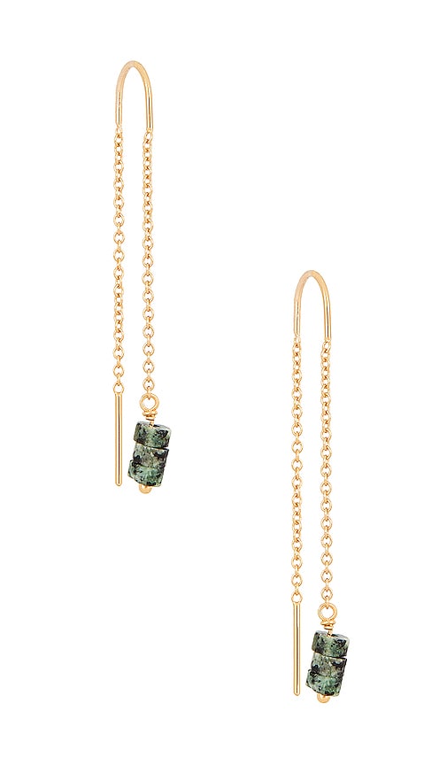 Petit Moments Mineral Chain Earrings In Green