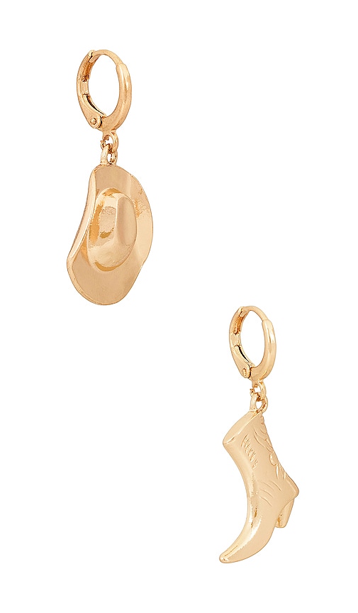 Petit Moments Faye Mismatched Western Drop Earrings In Gold