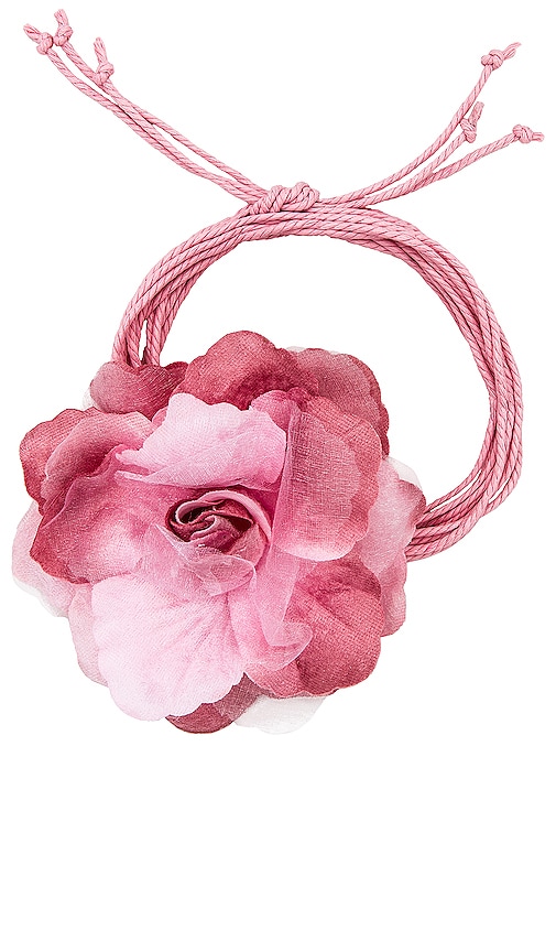 Lele Sadoughi Silk Rosette Ribbon Choker in Dusty Rose