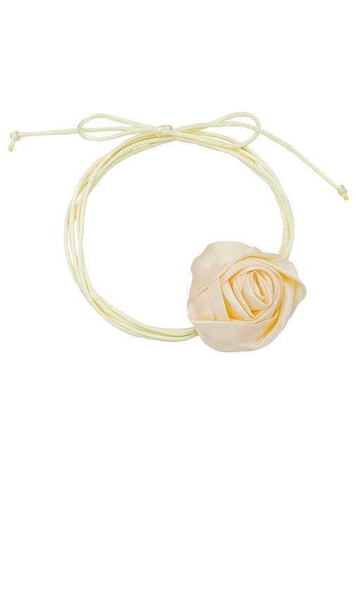 petit moments Rosette Tie Necklace in Cream | REVOLVE