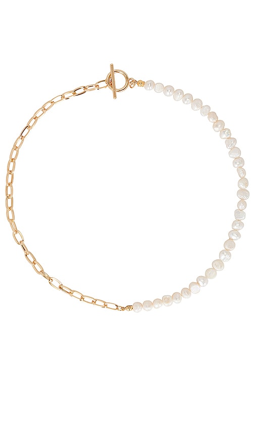 petit moments Pearl Paper Clip Necklace in Gold | REVOLVE