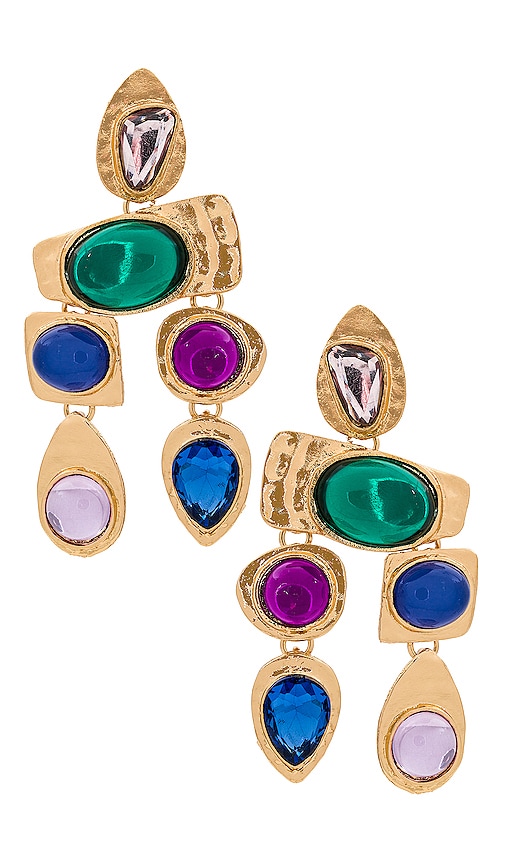 Shop Petit Moments Multi Stone Earrings In Metallic Gold