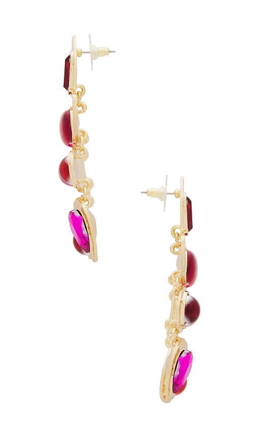 Shop Petit Moments Multi Stone Earrings In 树莓红