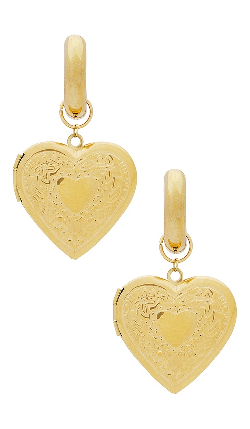 Shop Petit Moments Locket Earrings In 金色