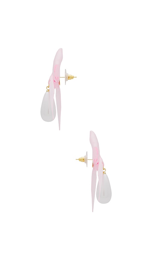 Shop Petit Moments Bow Drop Pearl Earrings In 芭蕾舞鞋