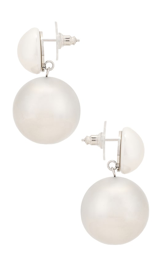 Shop Petit Moments Pearl Sphere Earrings In Silver