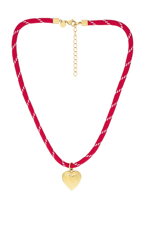 Locket Charm Paracord Necklace in Red.
