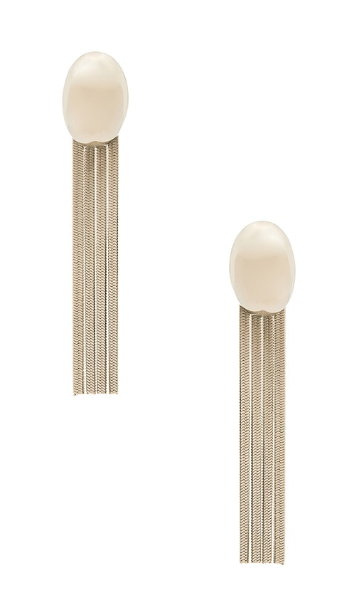 Fringe Dome Earrings in Metallic Silver.
