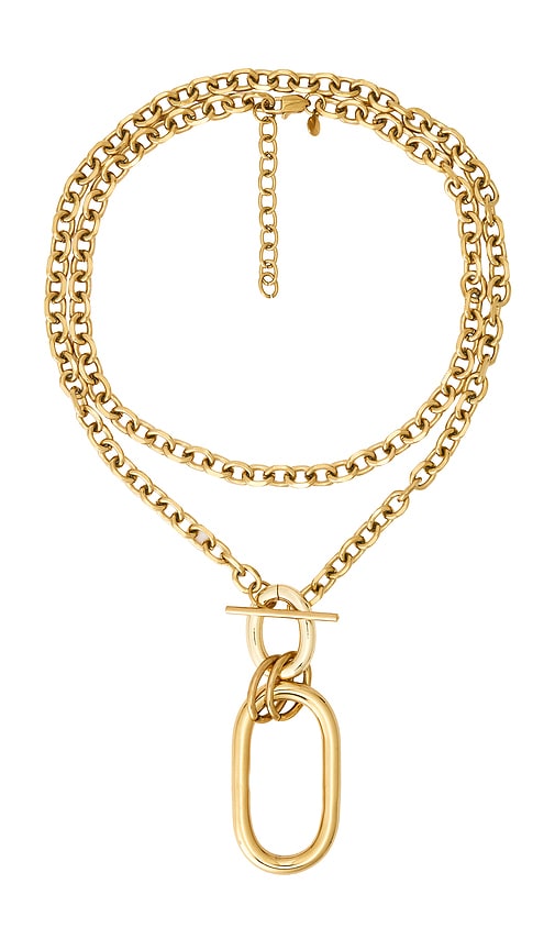 Large Carabiner Necklace in Metallic Gold.