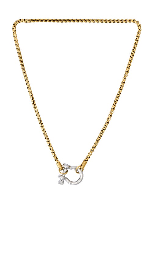 Chunky Carabiner Necklace in Metallic Gold,Metallic Silver.