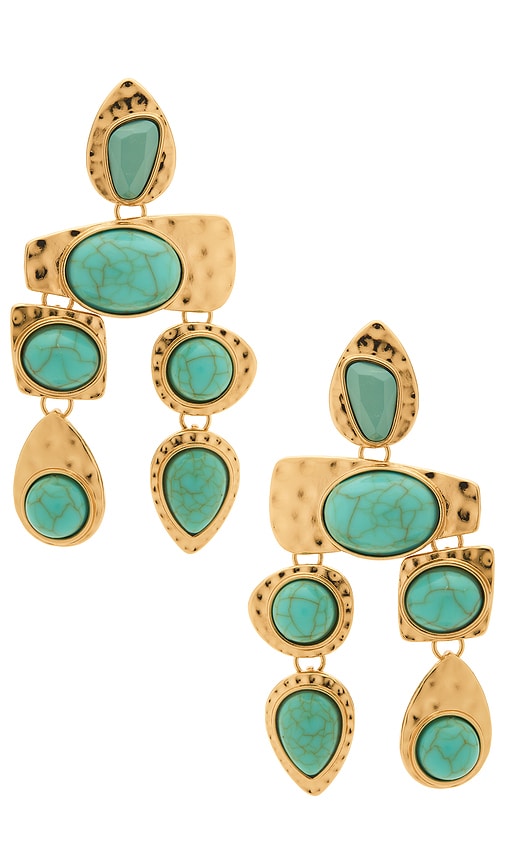 Multi Stone Earrings in Metallic Gold.