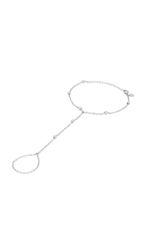 Sol Hand Chain Bracelet in Metallic Silver.
