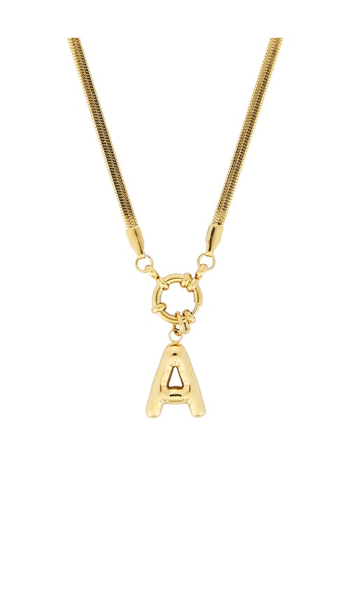 Petit Moments Bubble Initial Herringbone Necklace In Gold