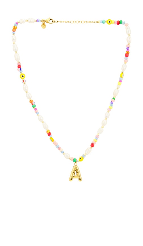 Beaded Pearl Bubble Initial Necklace