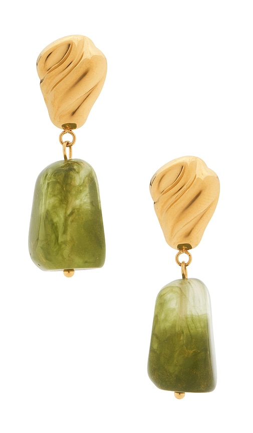 petit moments BOUCLES DOREILLES PENDANTES JADE en Metallic GoldGreen 38$