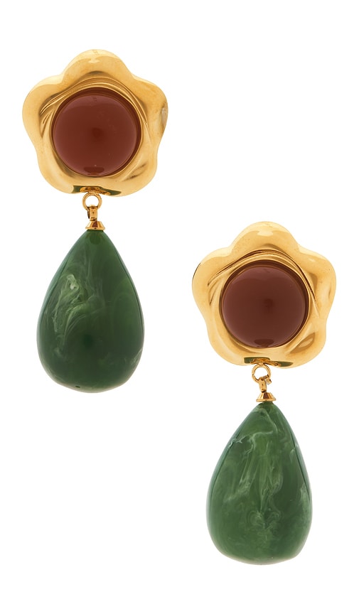 petit moments BOUCLES DOREILLES PENDANTES BEACHCOMBER en Metallic GoldGreen 38$