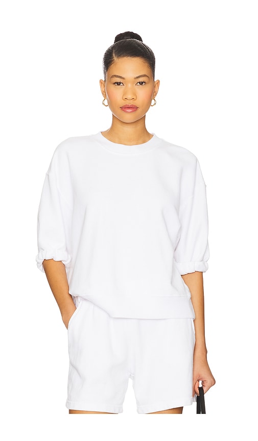 French Terry 3/4 Puff Sleeve Sweatshirt in White. - size S (also in M, XS)
