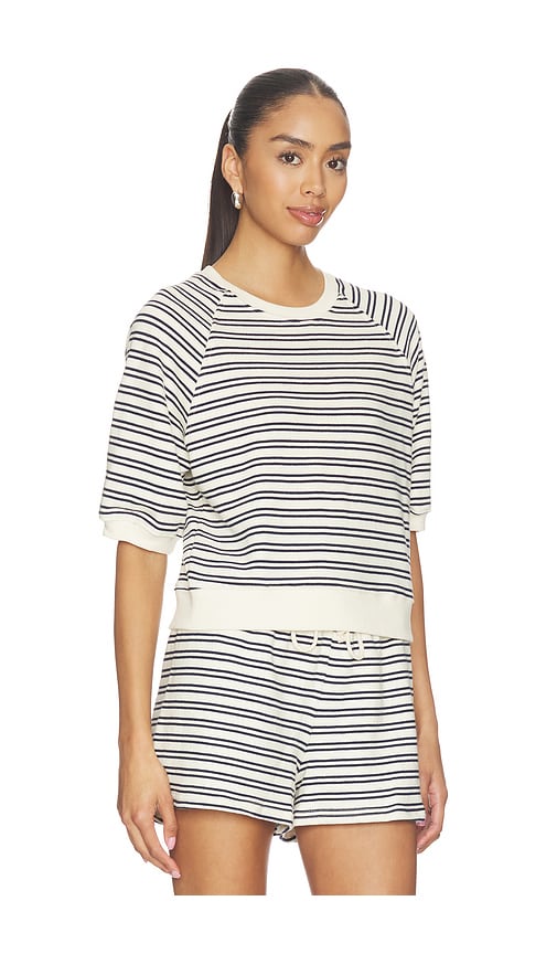 Perfectwhitetee Sudadera De Felpa Francesa Con Mangas Globo En Color Cream,navy Talla L  (también En M, Xl, Xs). 