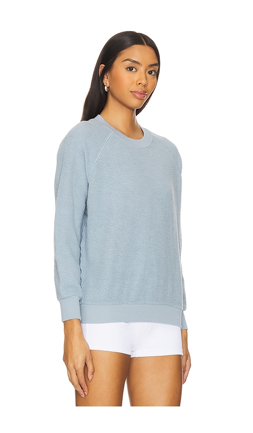 Shop Perfectwhitetee Inside Out Fleece Long Sleeve Shrunken Crewneck Sweatshirt In Mountain Blue